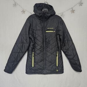 Columbia Mens Small Omni Heat Quilted Hooded Puffer Coat Reflective Comfort